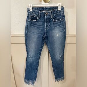 Tortoise Denim Straight Leg Frayed